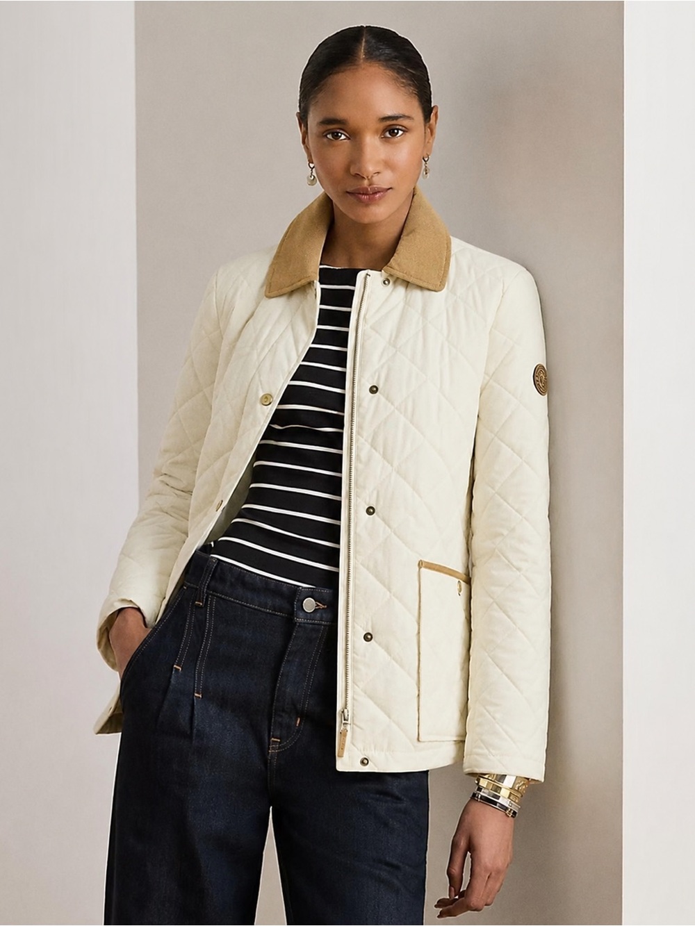 Lauren Ralph Lauren
TWILL-TRIM DIAMOND-QUILTED BARN JACKET Winter jacket size M
